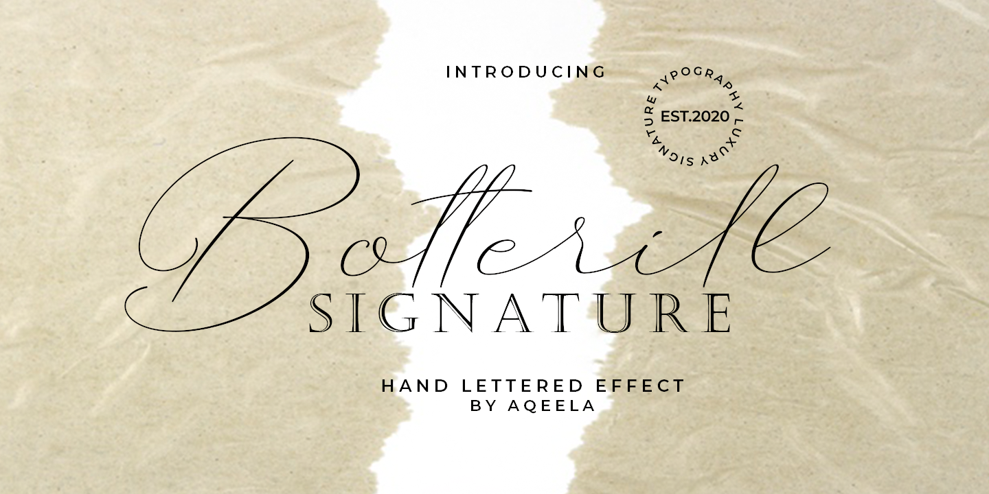 Przykład czcionki Botterill Signature Regular